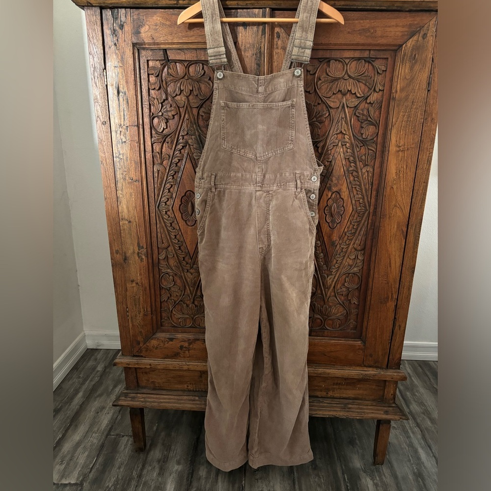 Free People Tan Corduroy Overalls